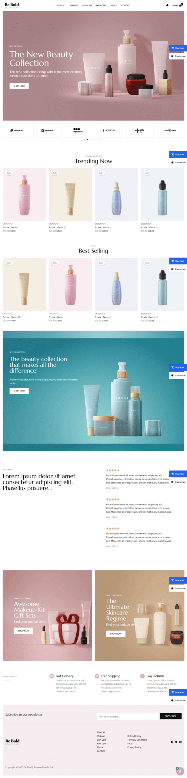 El. parduotuvės dizainas grožio prekėms