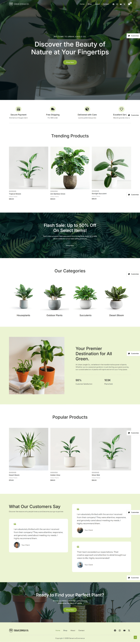 El. parduotuvės dizainas floristikos prekėms