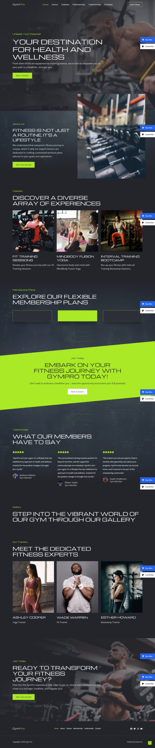 Svetainės dizainas sporto klubo paslaugoms