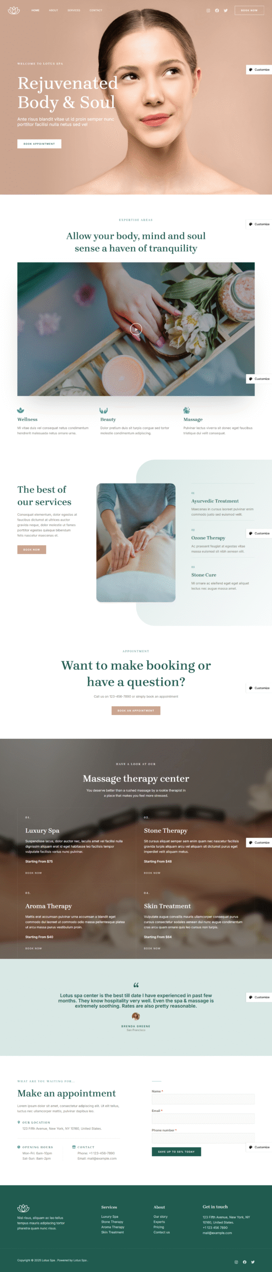 Svetainės dizainas SPA paslaugoms